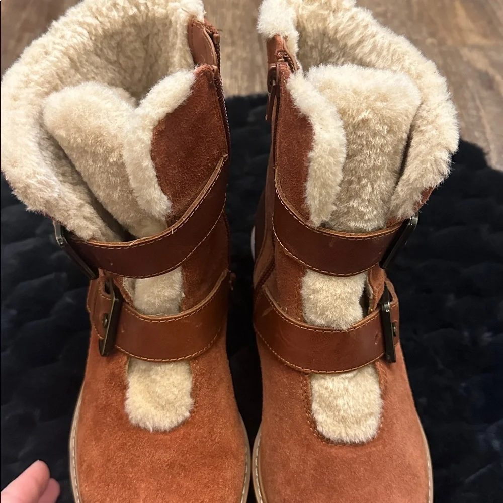 Naturalizer Tristan Chestnut Suede Boots with Buckle